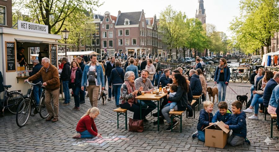 Nederlandse gemeenschap op straat – liggend beeld klein